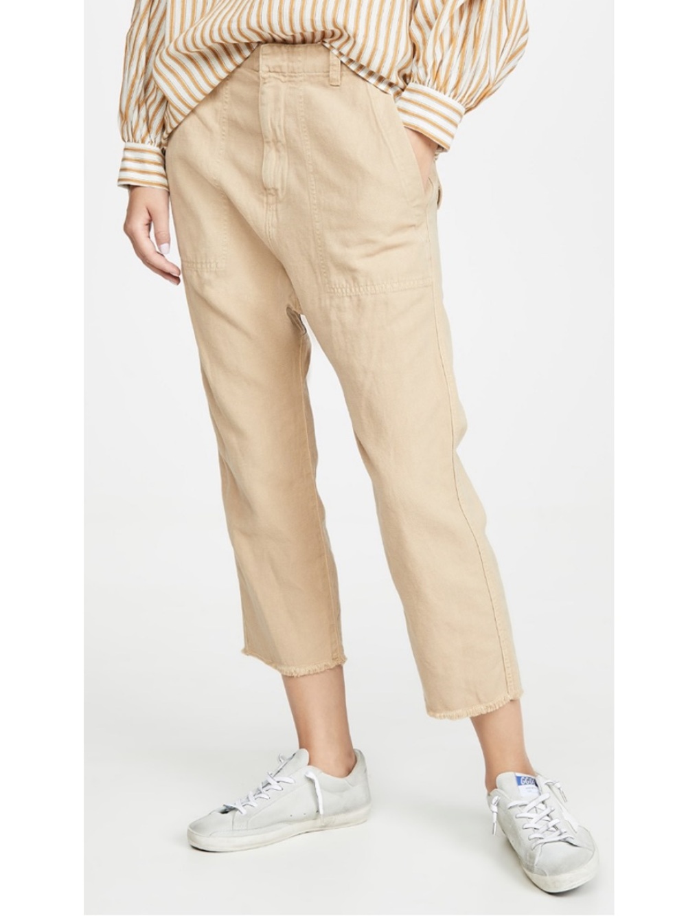 Nili Lotan Luna Drop Crotch Cropped Pant in Desert Sand Size 6